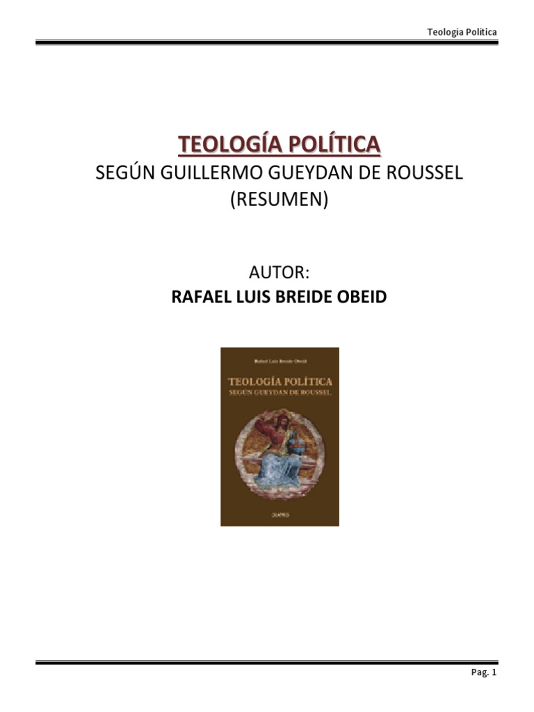 TEOLOGIA POLITICA SEGUN GUEYDAN DE ROUSSEL de Rafael Breide Obeid