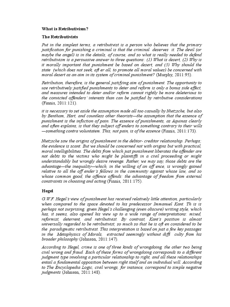 Understanding Retributivism in Punishment | PDF | Punishments ...