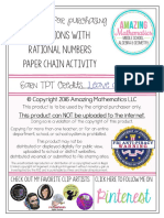 Operations With Rational Numbers Paper Chain Activity: P I N T e R e S T