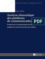 Analyse Sémantique Des Prédicats de Communication - Peter Lang