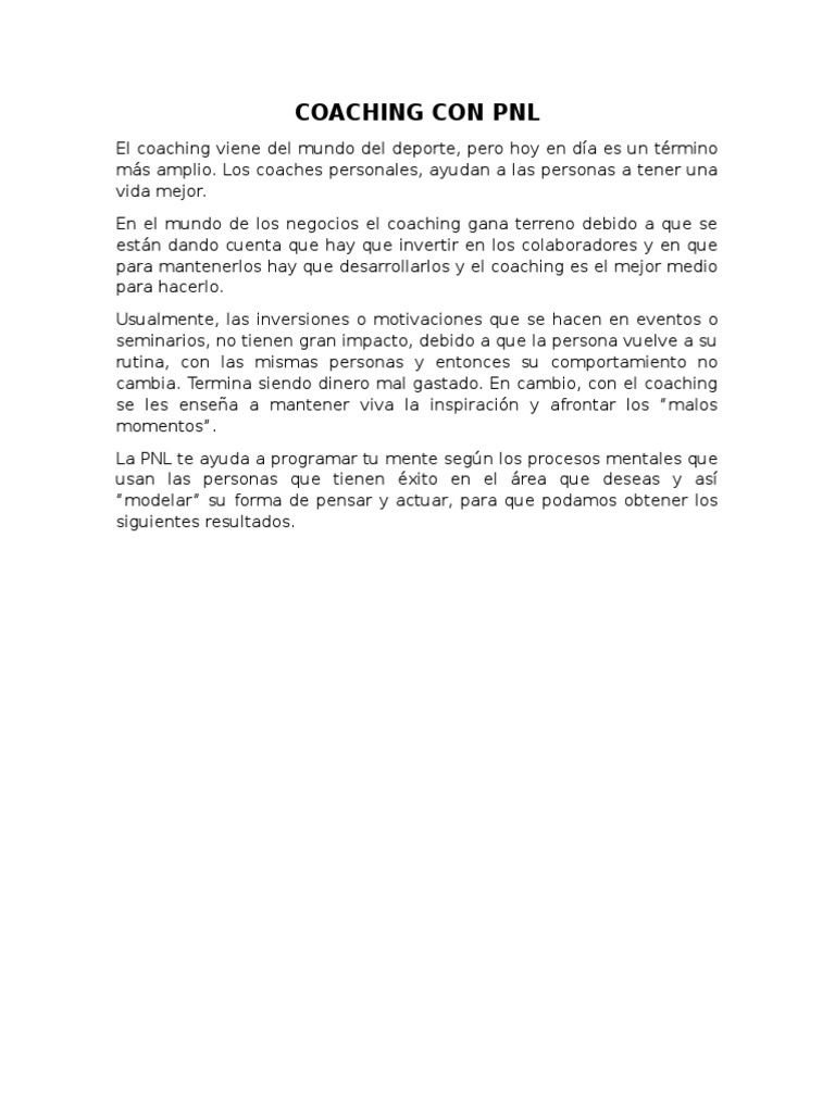 Coaching Con PNL | PDF | Toma de decisiones | Felicidad