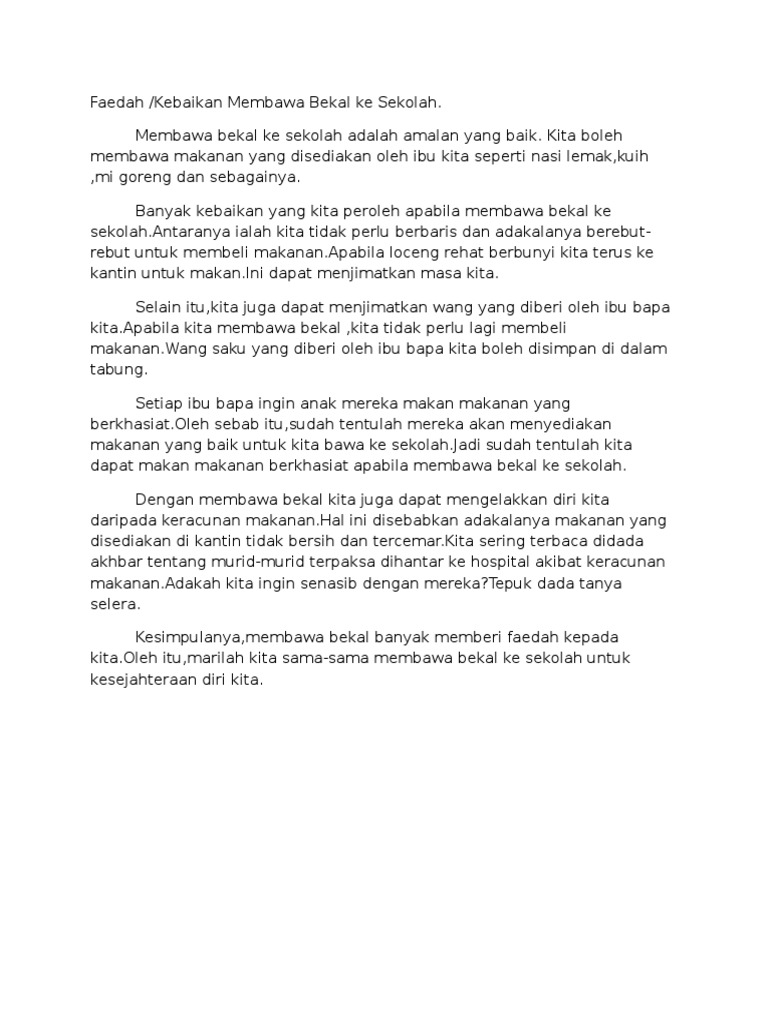 Faedah Membawa Bekal Pdf