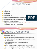 Statistics Concept Review & Hypothesis Testing Guide