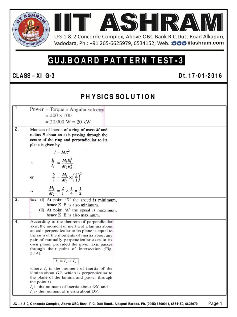 Publicdocs-11th Guj - Board G-3 Physics Solution 17-01-2016 PDF | PDF ...