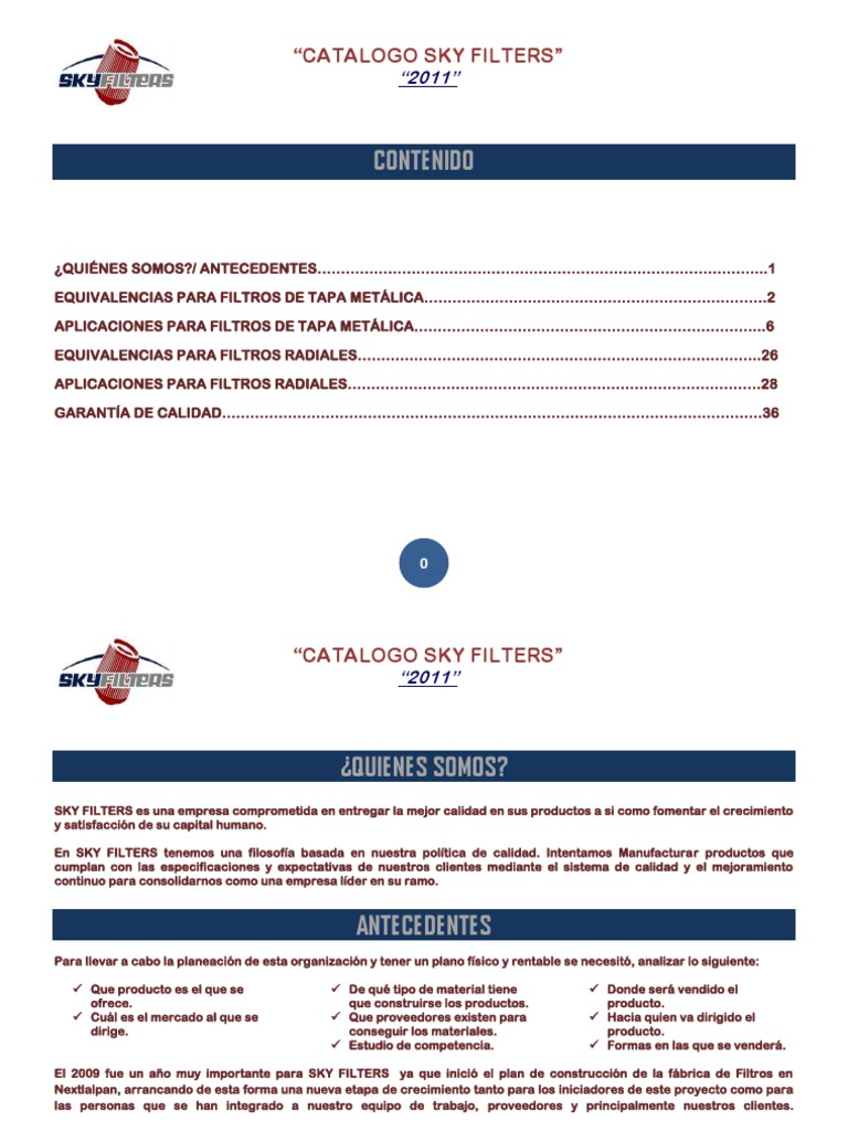 Catalogo de Filtros SKY | PDF | Vehículos comerciales | Equipo industrial