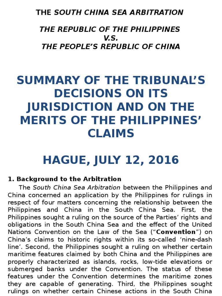 Philippines Wins South China Sea Case | PDF | South China Sea ...