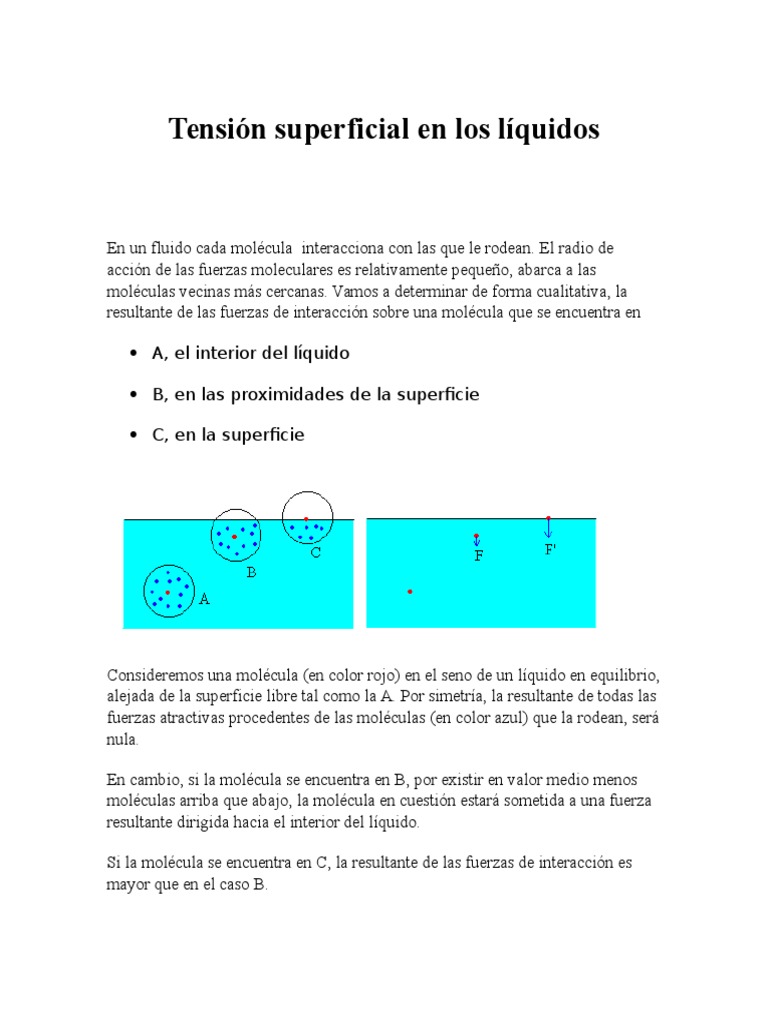Tensión Superficial en Los Líquidos Densidad Tensión superficial