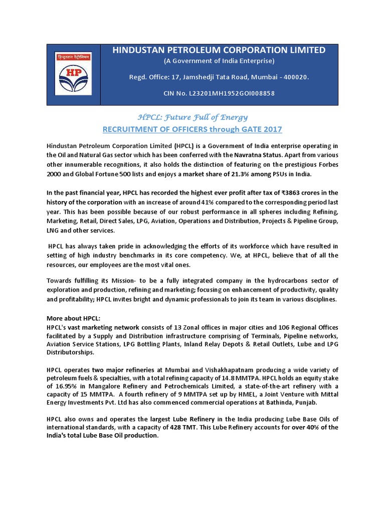 HPCL Gate 2017 254 PDF | PDF | Payments | Energy And Resource