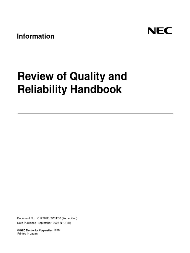 Review of Quality and Reliability Handbook | PDF | Reliability ...