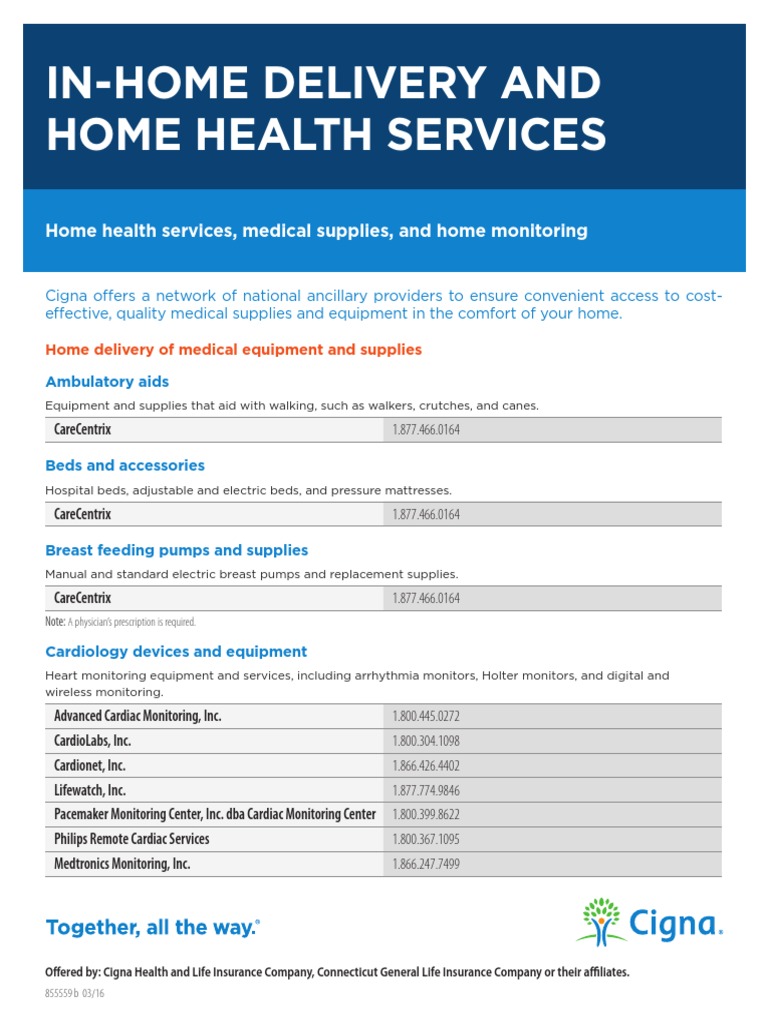 Home Delivery Medical Supplies Monitoring (Medicine) Cigna