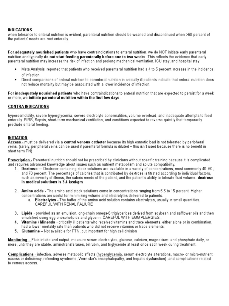 Parenteral Nutrition PDF Medical Specialties Clinical Medicine