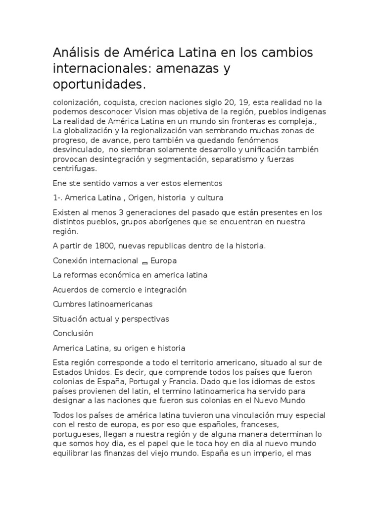 Análisis de América Latina: Retos y Oportunidades | PDF | America ...