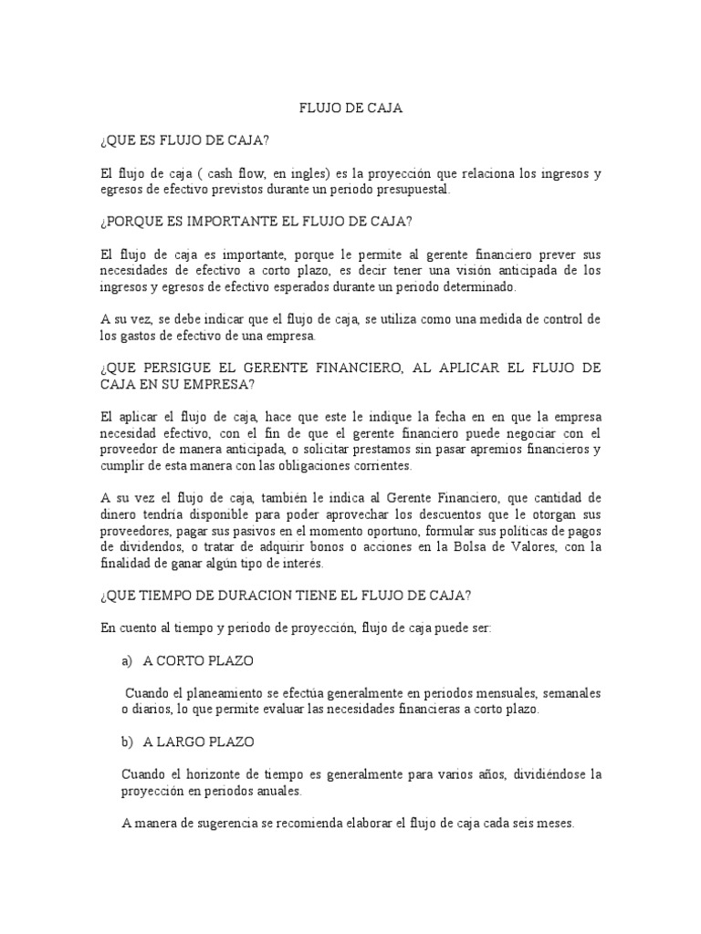 Flujo de Caja XX | PDF | Flujo de efectivo | Presupuesto