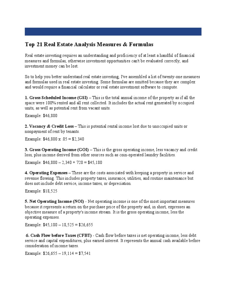 Top 21 Real Estate Analysis Measures & Formulas.pdf Present Value