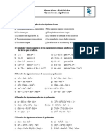 Ejercicios Expresiones Algebraicas 2º Eso