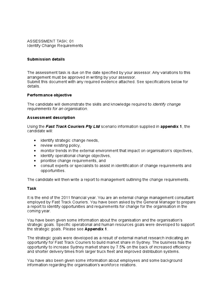 BSBINN601B Manage Organisational change Assessment Task 2