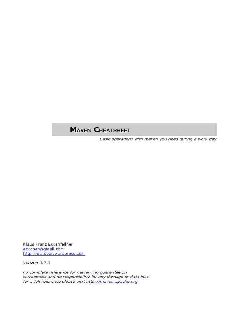 Maven Cheat Sheet for Developers | PDF | Eclipse (Software) | System ...