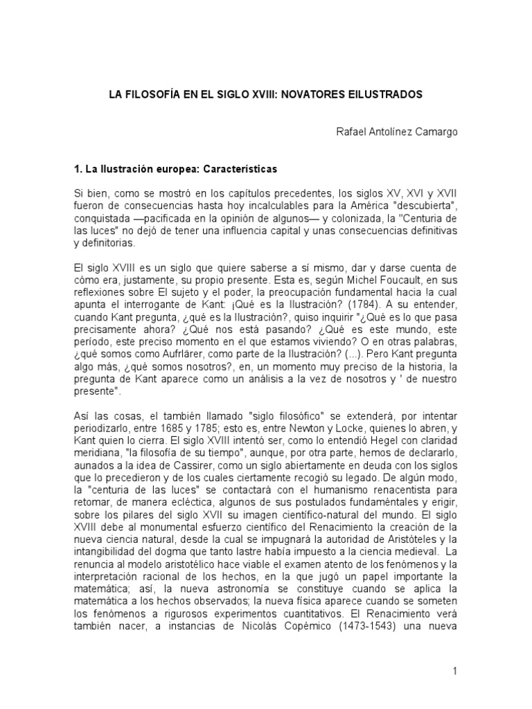 La Filosofia en El Siglo XVLLL PDF Era de iluminacion Science
