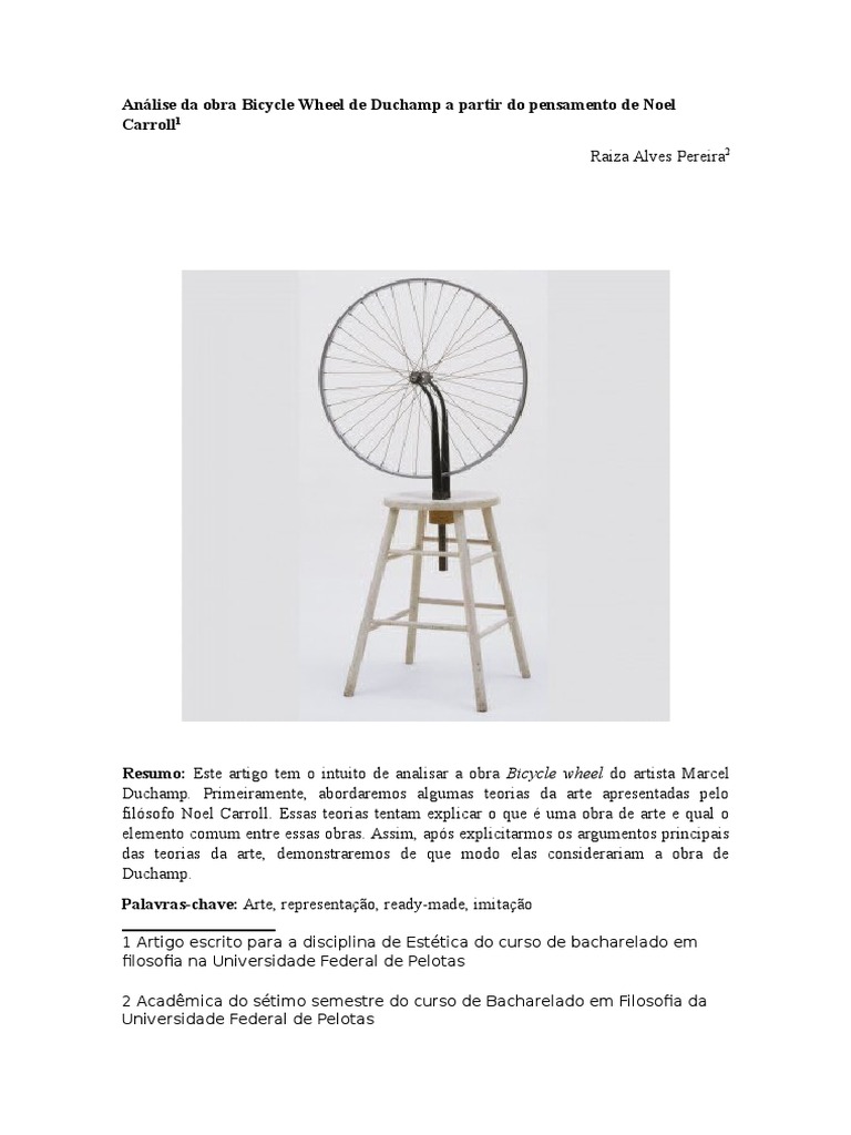 Análise Da Obra Bicycle Wheel PDF Cognição Epistemologia