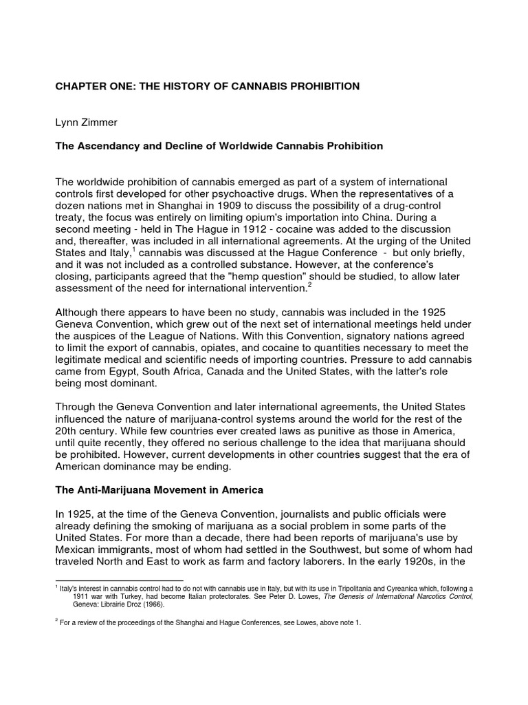 History of Cannabis Prohibition | PDF | Prohibition Of Drugs | Legality ...