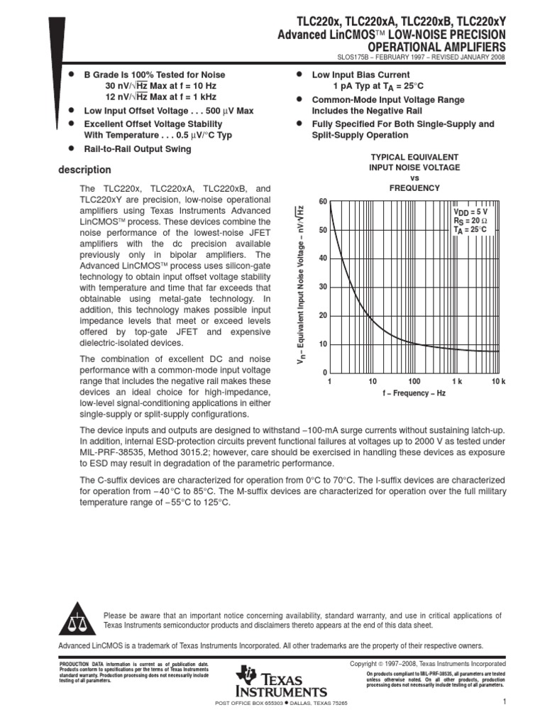 TLC 2201 | PDF | Amplifier | Hertz