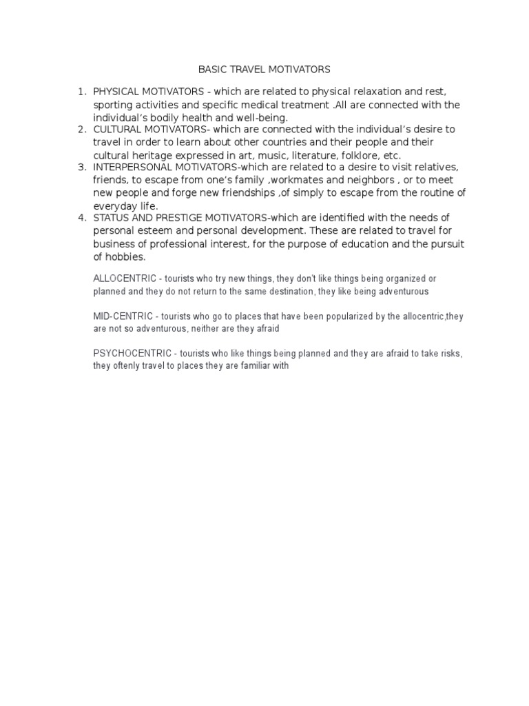 Basic Travel Motivators PDF