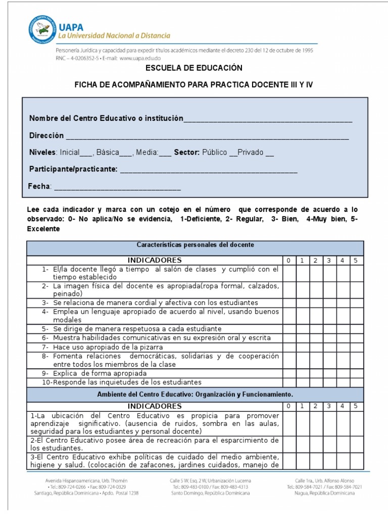 Ficha de Evaluación Docente para Prácticas | PDF | Maestros | Aprendizaje