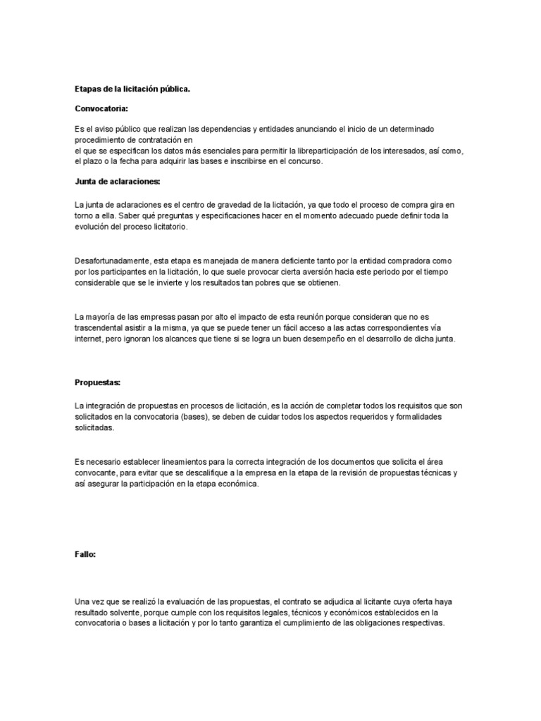 Etapas del Proceso de Licitación Pública | PDF | Business | Science