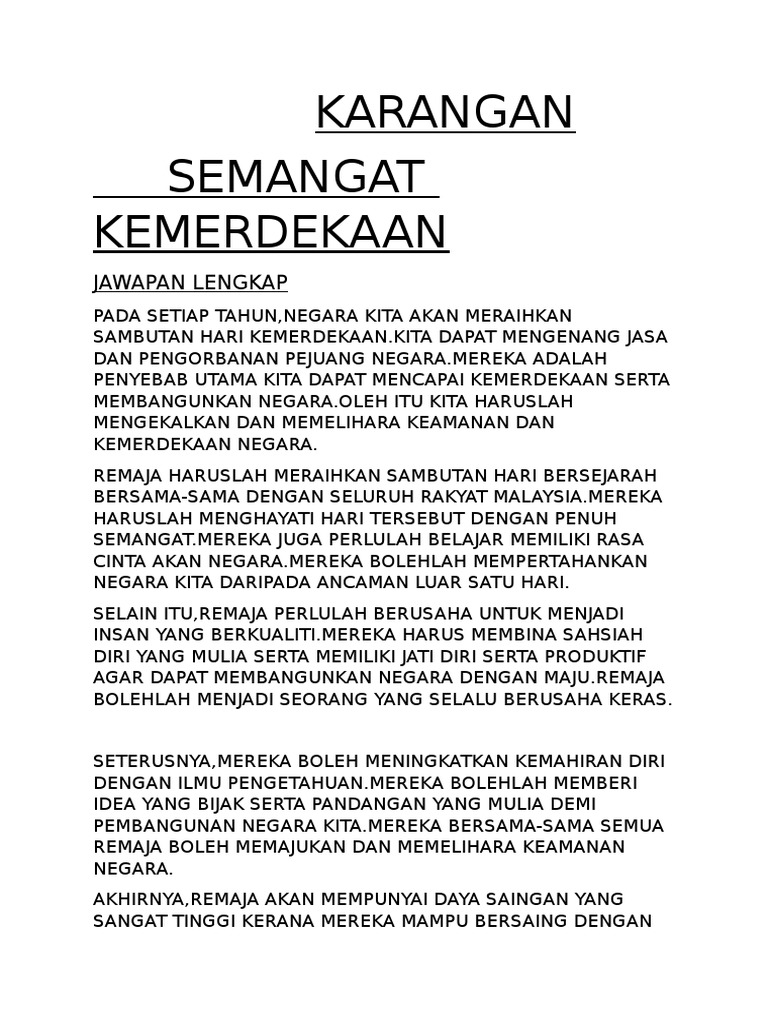 Karangan Semangat Kemerdekaan Pdf