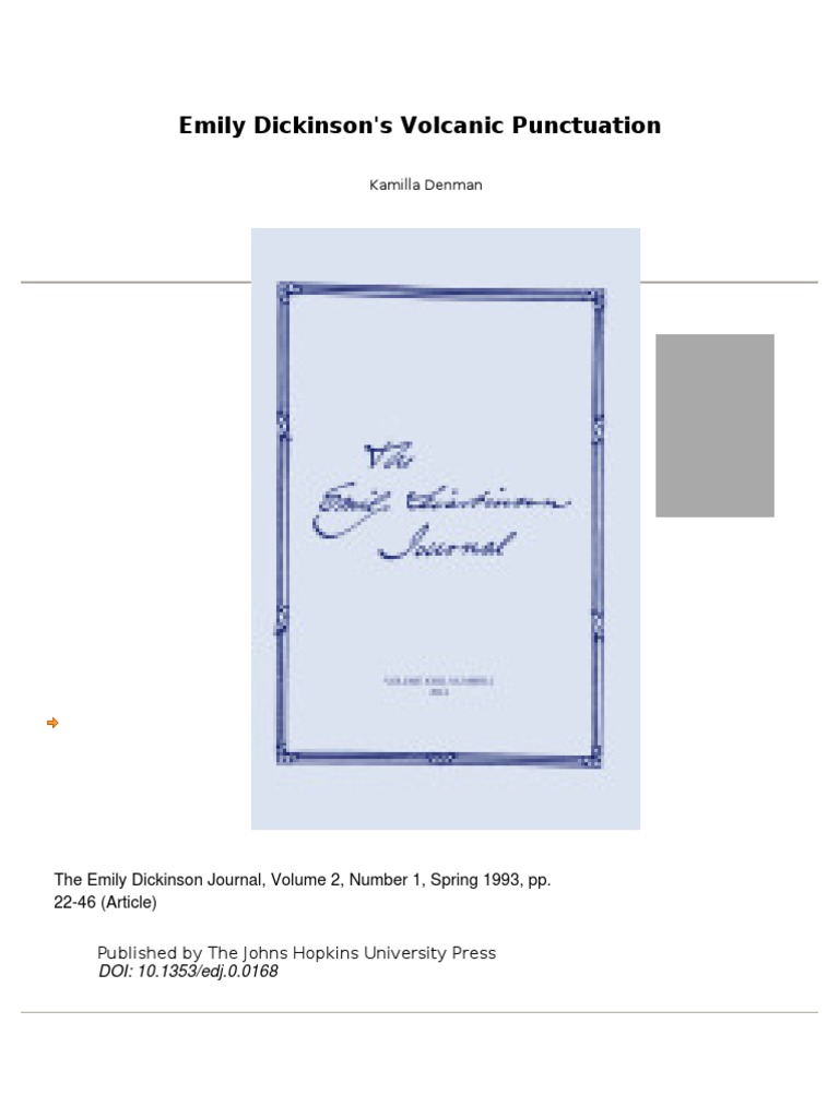 The Emily Dickinson Volcanic Punctuation Kamilla Denman PDF Emily
