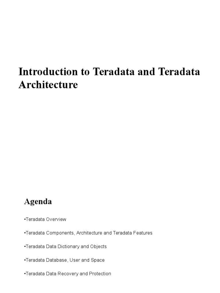 Introduction To Teradata and Teradata Architecture | PDF | Database ...