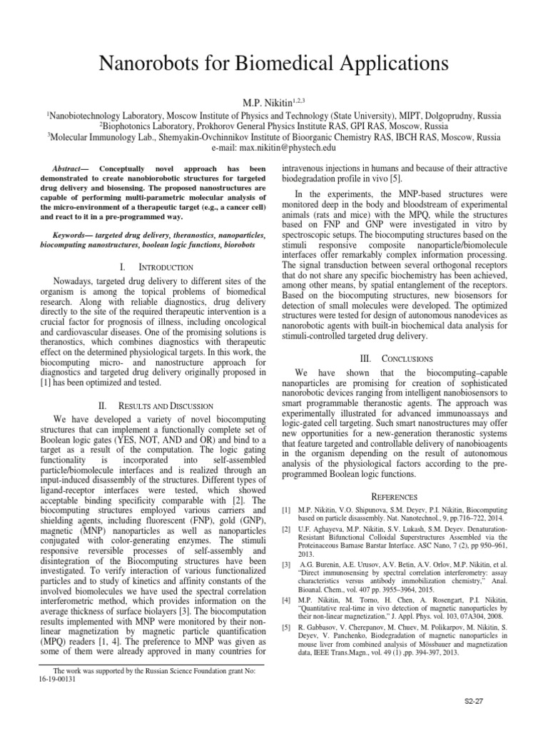 Nanorobots in Biomedical Research | PDF | Biosensor | Chemistry