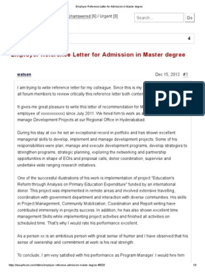 Sample Recommendation Letter For Graduate Student Pdf