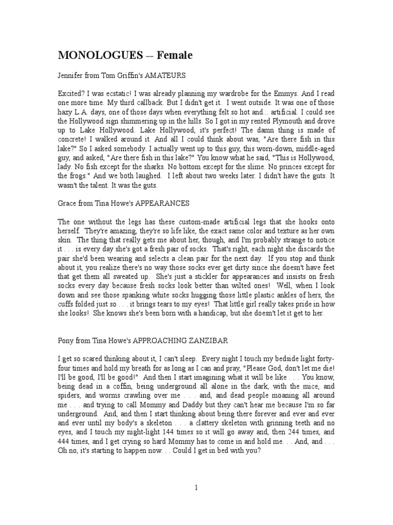 Female Monologues (New Packet)