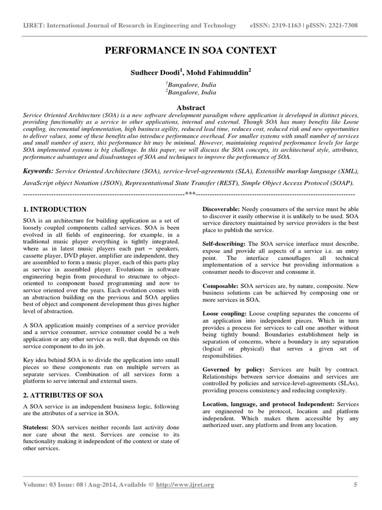 SOA Performance: Challenges & Solutions | PDF | Service Oriented ...