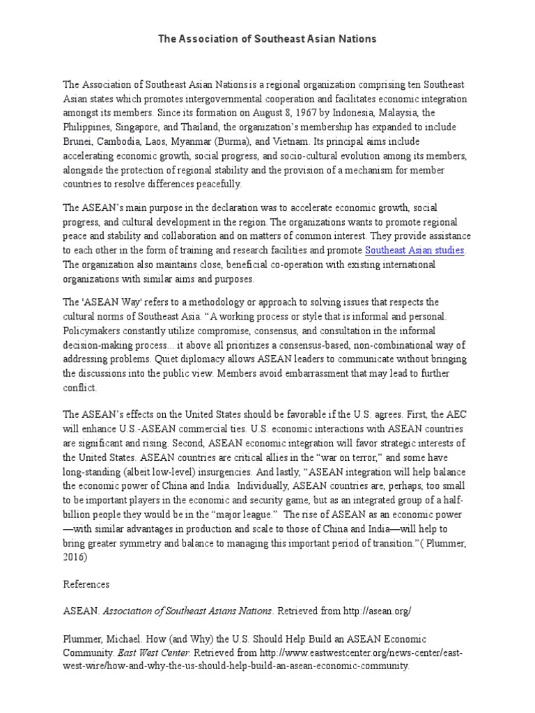 Overview of ASEAN's Role and Impact | PDF | Association Of Southeast ...