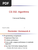 CS 332: Algorithms: Universal Hashing