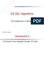 CS 332: Algorithms: NP Completeness Continued