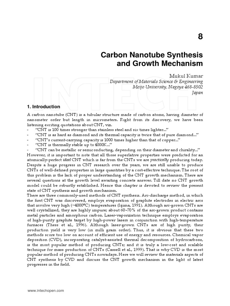 Carbon Nanotube Synthesis and Growth Mechanism | PDF | Carbon Nanotube ...