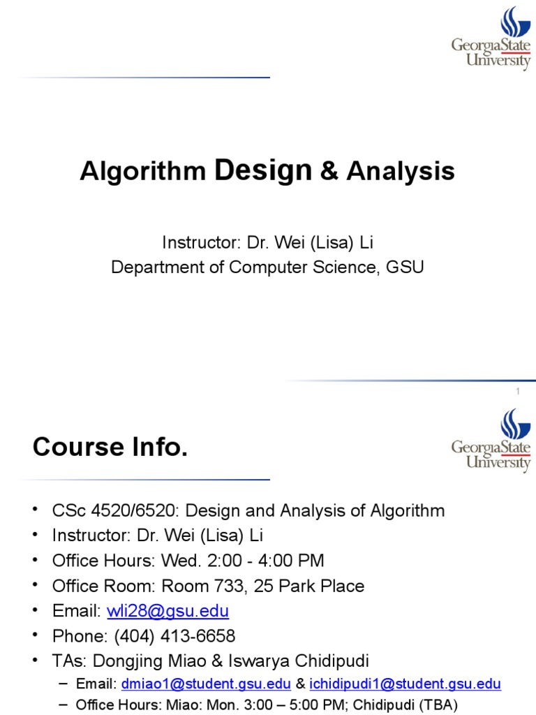 CSc 4520: Algorithm Design Overview | PDF | Time Complexity ...