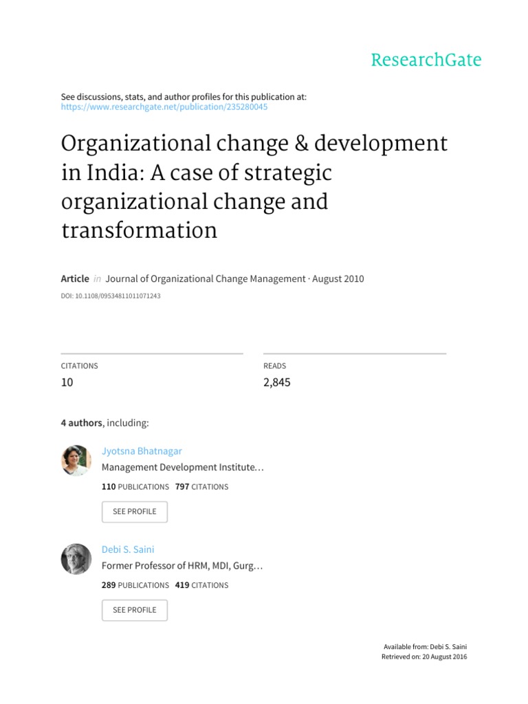 Case Study Org Change PDF Human Resource Management