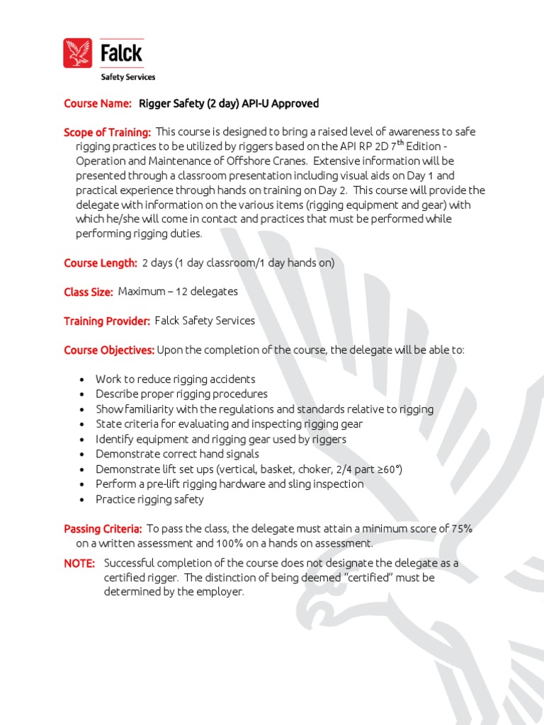 Api rp 2d rigger safety 2 day api u approved pdf
