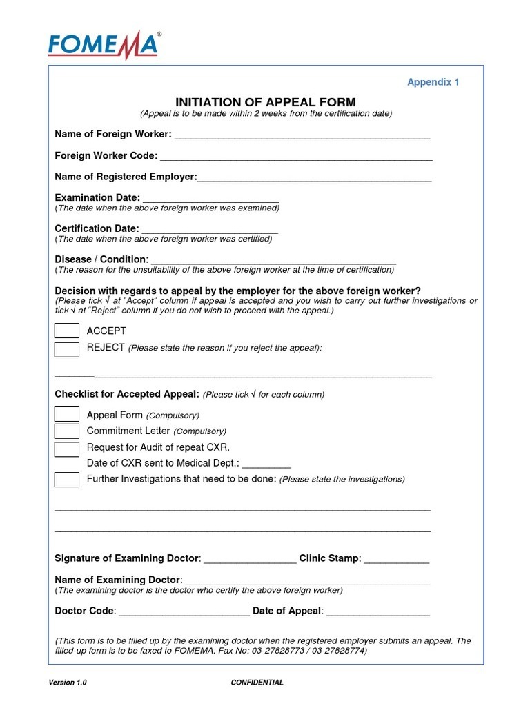 fomema appeal form - Amelia Mitchell