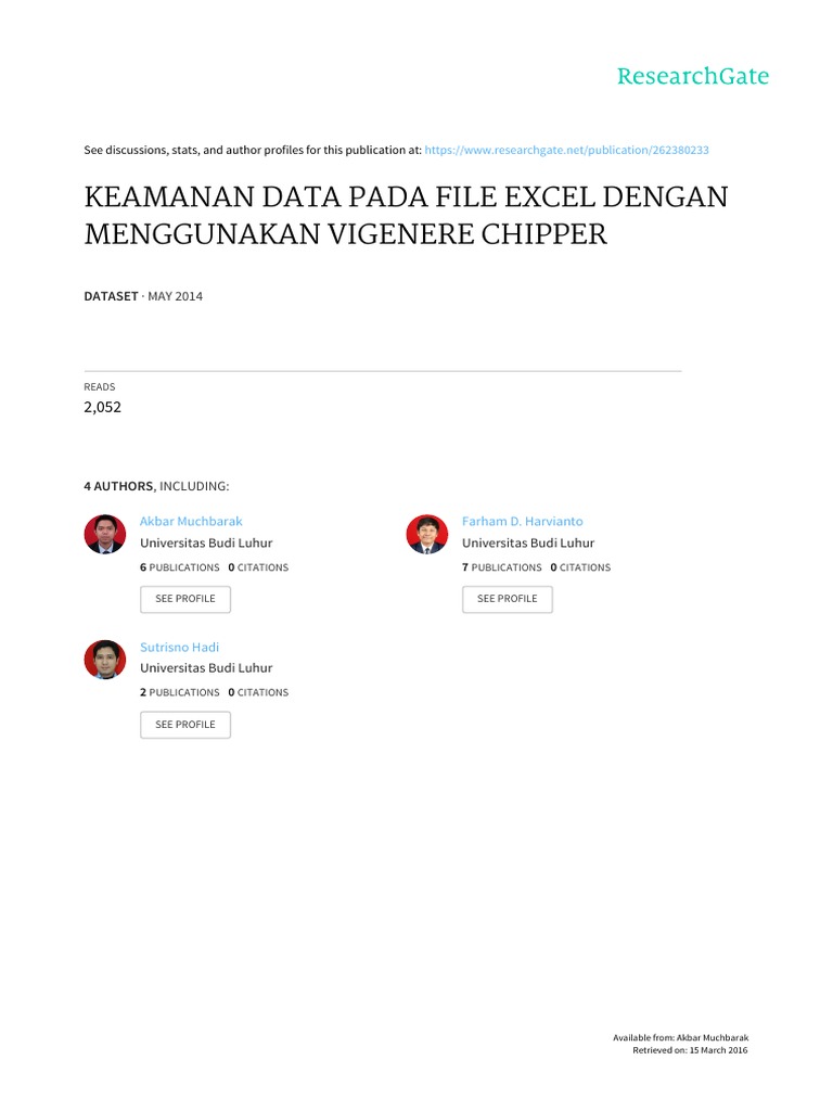 Keamanan Data Excel dengan Vigenere | PDF | Ilmu Sosial