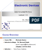 Electronic Devices: EEE F214/INSTR F214 Lecture 1-6
