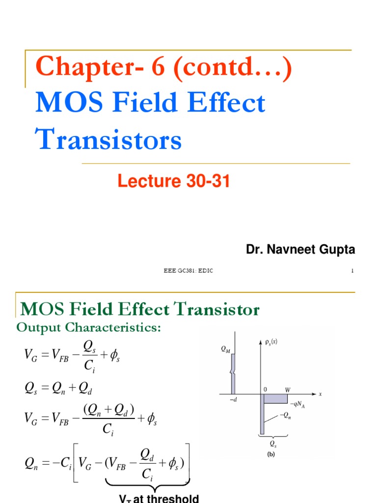 Chapter-6 (Contd ) : MOS Field Effect Transistors | PDF | Field Effect ...