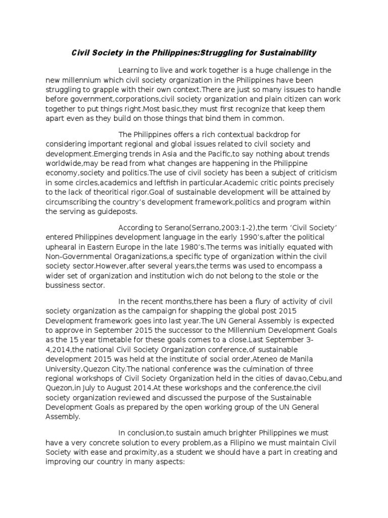 Civil Society in The Philippines | PDF | Civil Society | Philippines