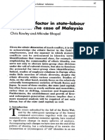 The Ethnic Factor in State-Labour Relations - The Case of Malaysia - Rowley and Mhinder