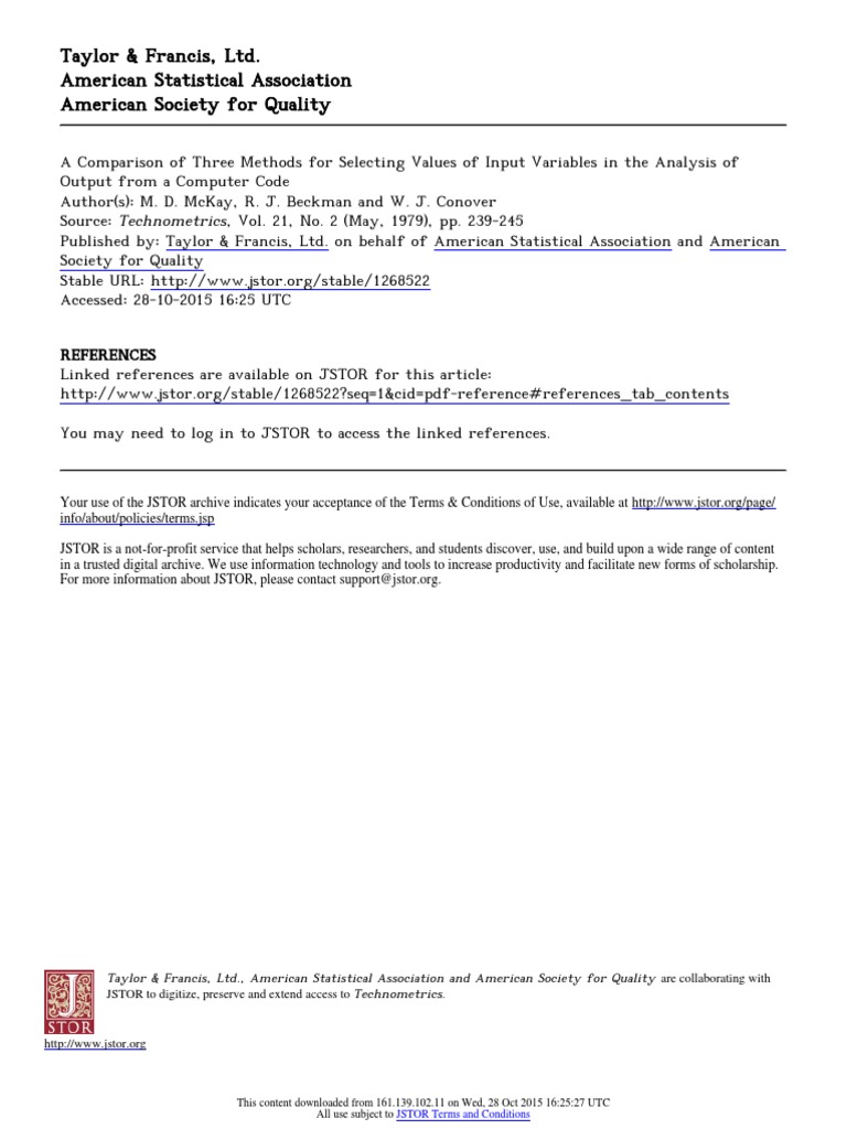 Comparison of Input Variable Selection Methods | PDF | Stratified ...