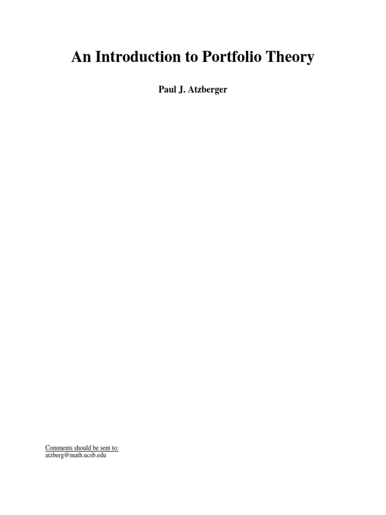 Portfolio Theory PDF Modern Portfolio Theory Mathematical